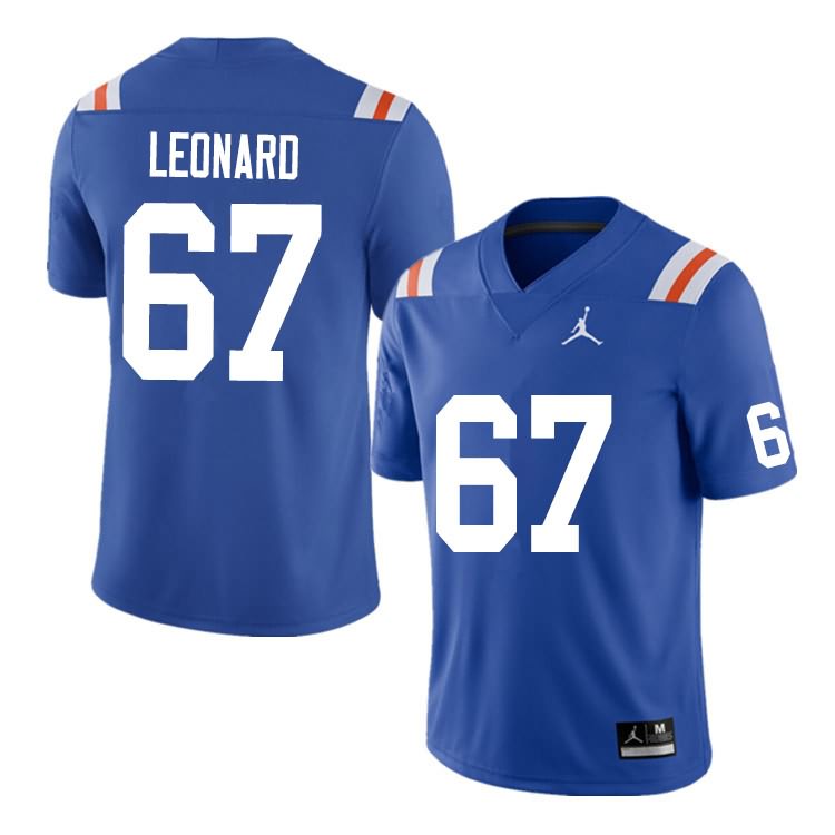 NCAA Florida Gators Richie Leonard Men's #67 Nike Blue Throwback Stitched Authentic College Football Jersey TQK7464UO